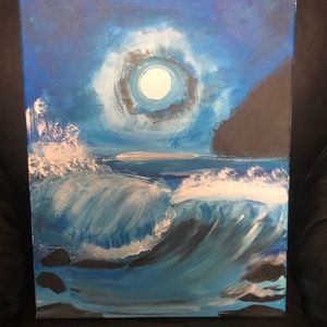 Hand painted ocean wave acrylic painting